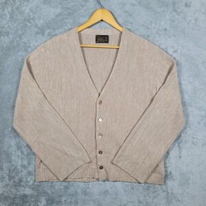 Vintage 70s Cardigan Mens XL Tan The JCPenney Sweater Orlon Kurt Cobain Grunge